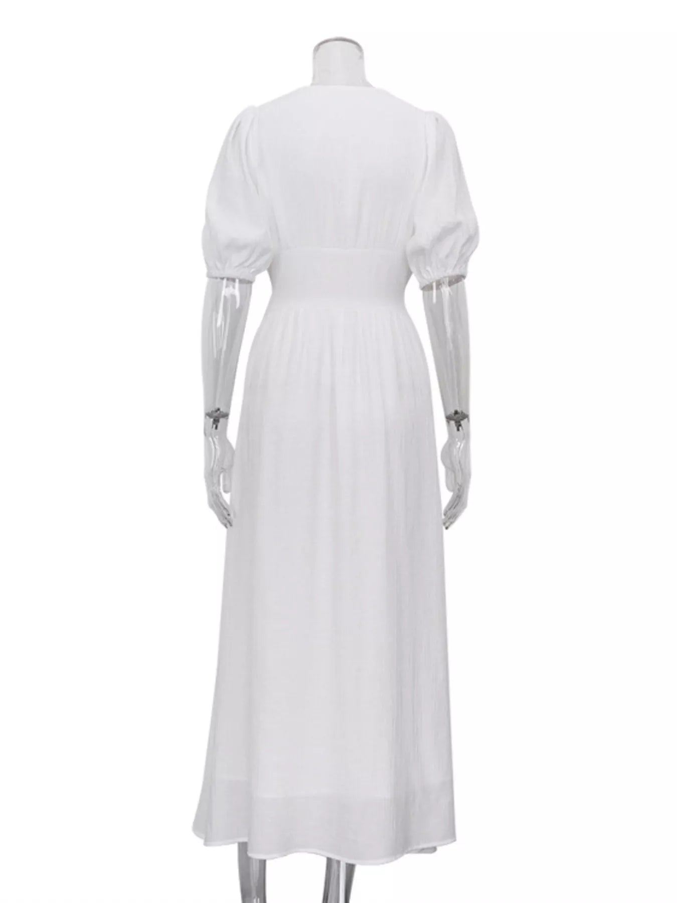 Women's Slit Puff Sleeve Maxi Dress - Maxi Dresses
