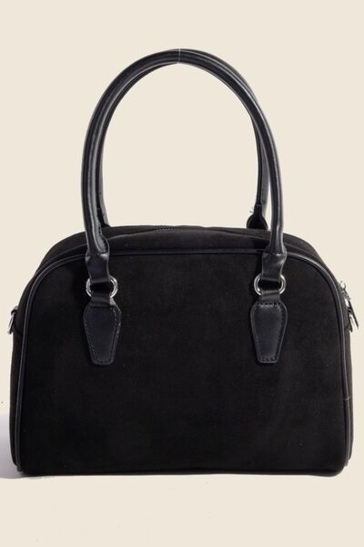 Faux Leather Handle Boxy Handbag - Ro + Ivy