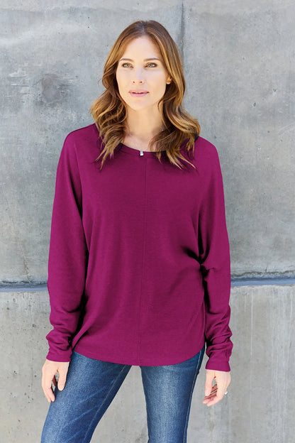Relaxed Long Sleeve Round Neck Top