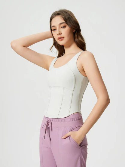 Round Neck Wide Strap Activewear Tank Top