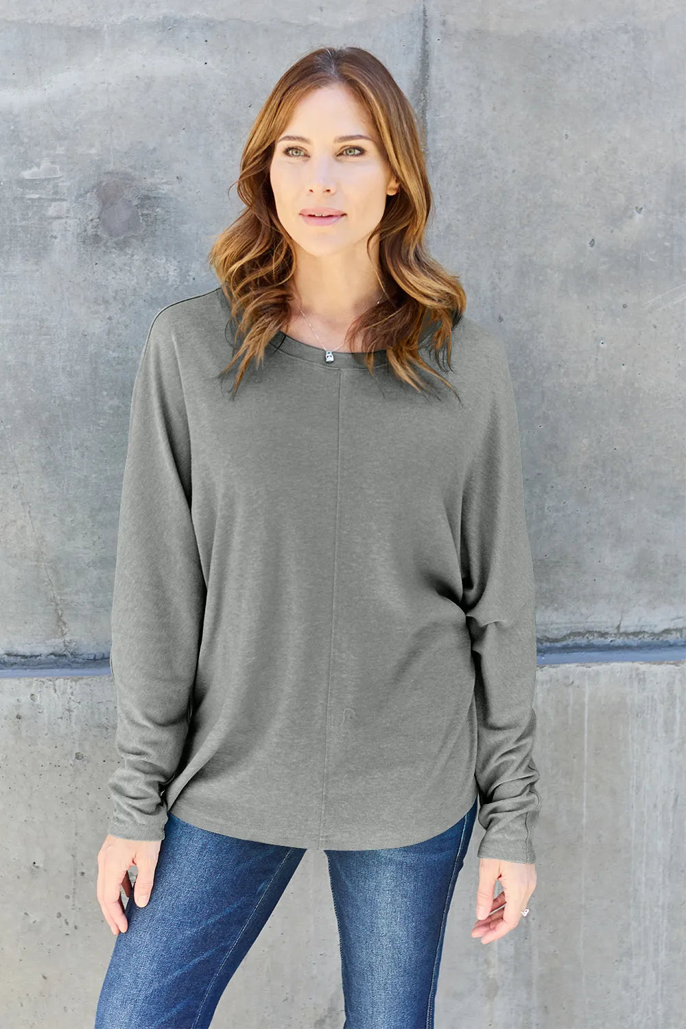 Relaxed Long Sleeve Round Neck Top
