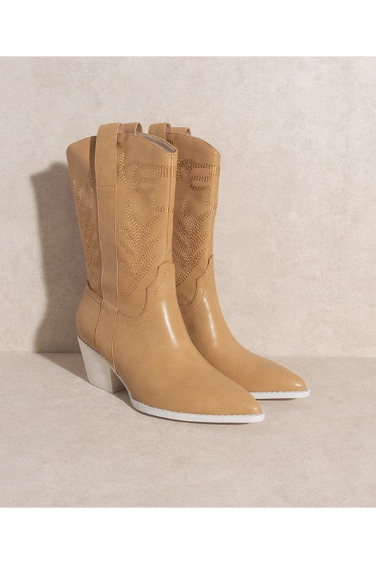 Sephira-Western Embroidered Boots – TAN outfit idea for women | Ro + Ivy