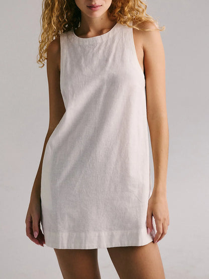 Backless Sleeveless Denim Mini Dress - Mini Dresses