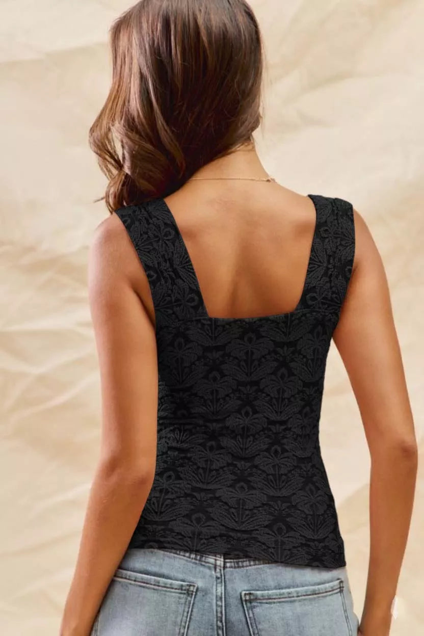 Floral Jacquard Seamless Tank Top | Trendy Tank Tops Outfit Idea for Women by Ro + Ivy | Elevated Basics, Modern Comfort & Style