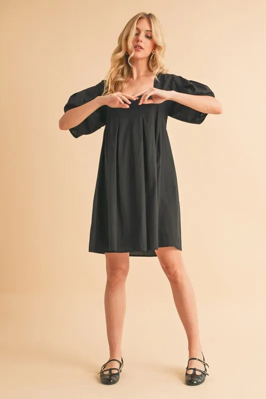 Square Neck Short Sleeve Knee Length Dress With Pockets | Trendy Knee Length Dresses Outfit Idea for Women by Ro + Ivy | Elevated Basics, Modern Comfort & Style