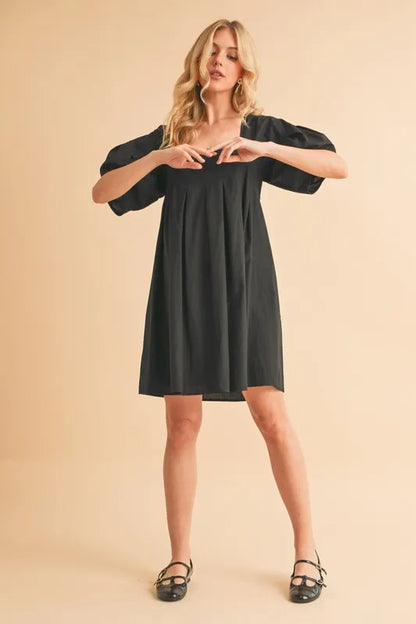 Square Neck Short Sleeve Knee Length Dress With Pockets | Trendy Knee Length Dresses Outfit Idea for Women by Ro + Ivy | Elevated Basics, Modern Comfort & Style