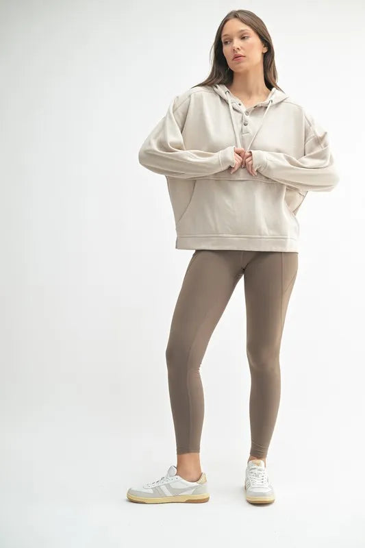 100% Cotton Snap Hoodie with Soft Burnout-Fleece Detailing