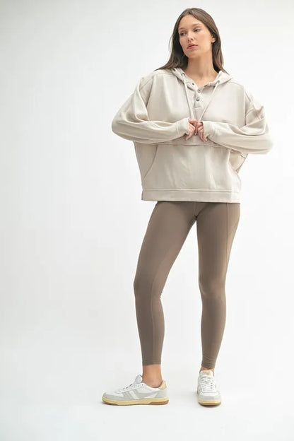 100% Cotton Snap Hoodie with Soft Burnout-Fleece Detailing