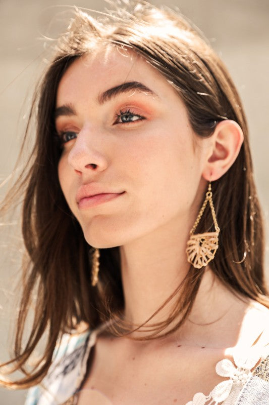 Woven Rattan Drop Chain Earrings | Trendy Earrings Outfit Idea for Women by Ro + Ivy | Elevated Basics, Modern Comfort & Style