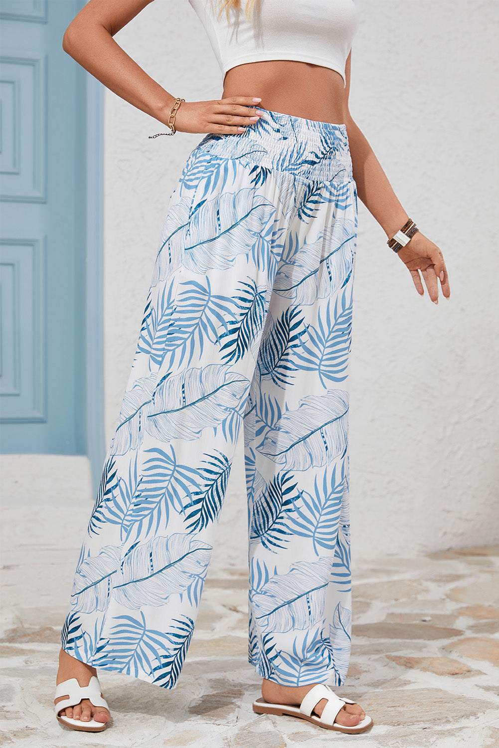 Breezy Waistband Linen Blend Wide Leg Pants — Relaxed Summer Everyday Style - Pants & Culotte
