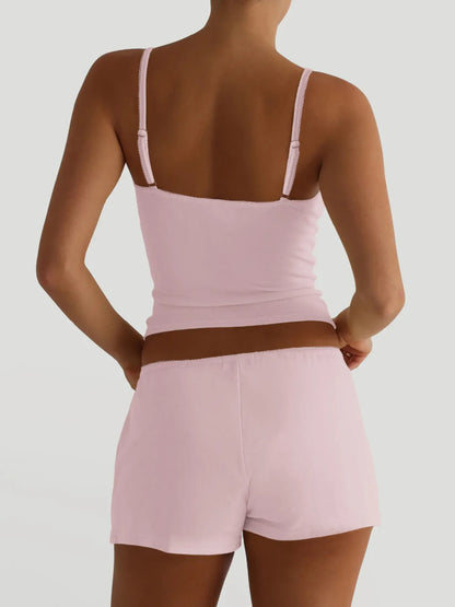 Women's V-Neck Cami and Shorts Lounge Set - Loungewear Sets