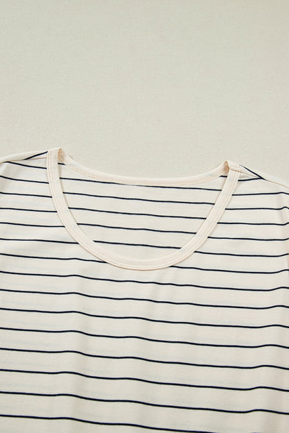 Striped Drawstring Tunic Mini Dress Tank — Versatile Flattering Everyday Style - Mini Dresses