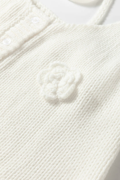 3D Flower Spaghetti Strap Knit Sweater Vest — Breezy Feminine Everyday Style - Sweater Vests