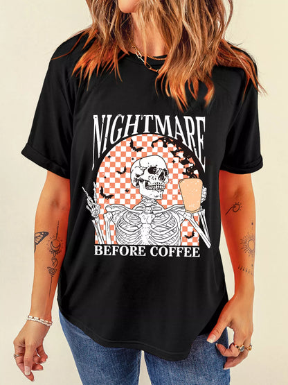 Halloween Nightmare Skeleton Checkerboard T-Shirt