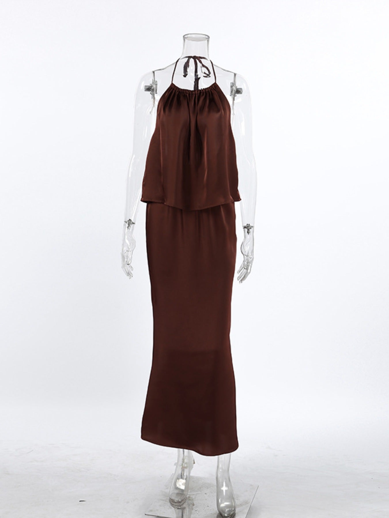 Women's Backless Halter Neck Maxi Dress - Maxi Dresses
