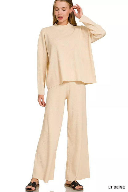 Women's Viscose Sweater Top and Pants Set - Matching Sets