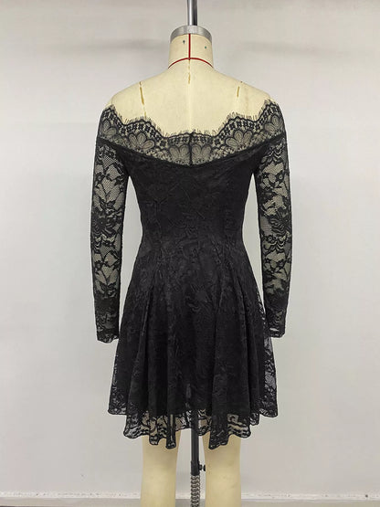 Women's Lace Off Shoulder Mini Dress - Mini Dresses