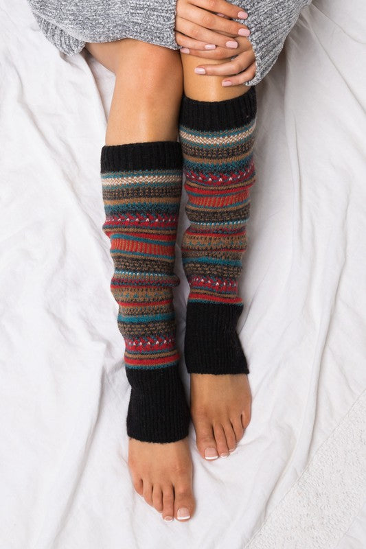 Short Fairisle Leg Warmers - Black OneSize Leg Warmers