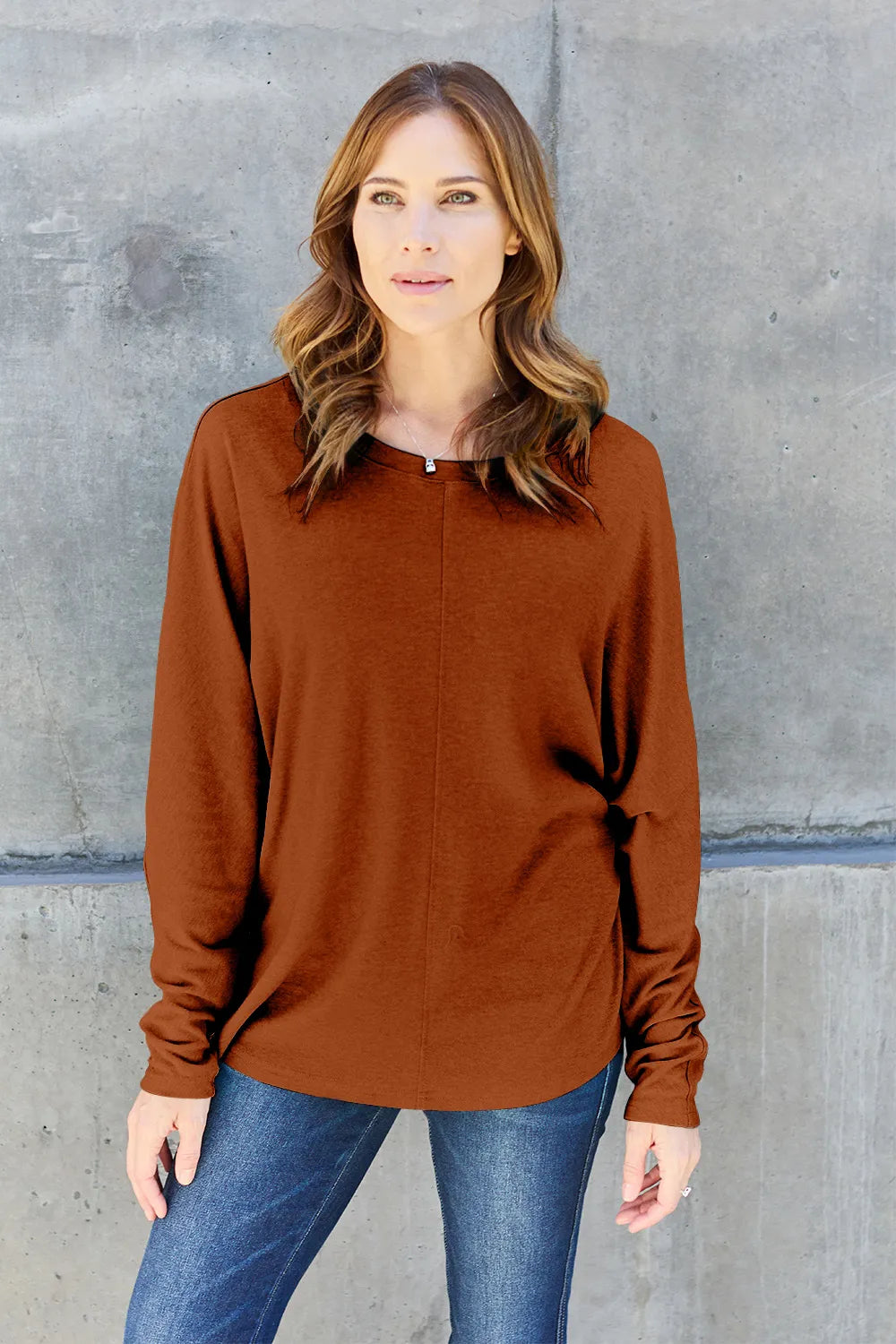 Relaxed Long Sleeve Round Neck Top