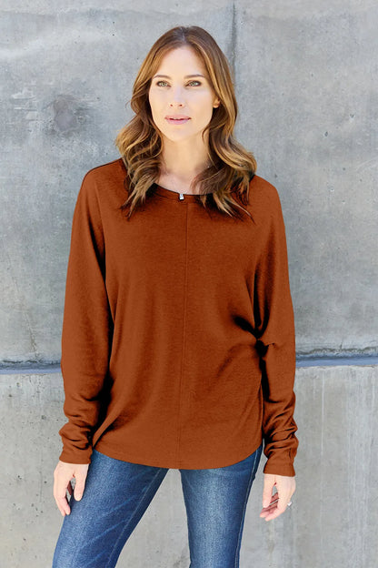 Relaxed Long Sleeve Round Neck Top