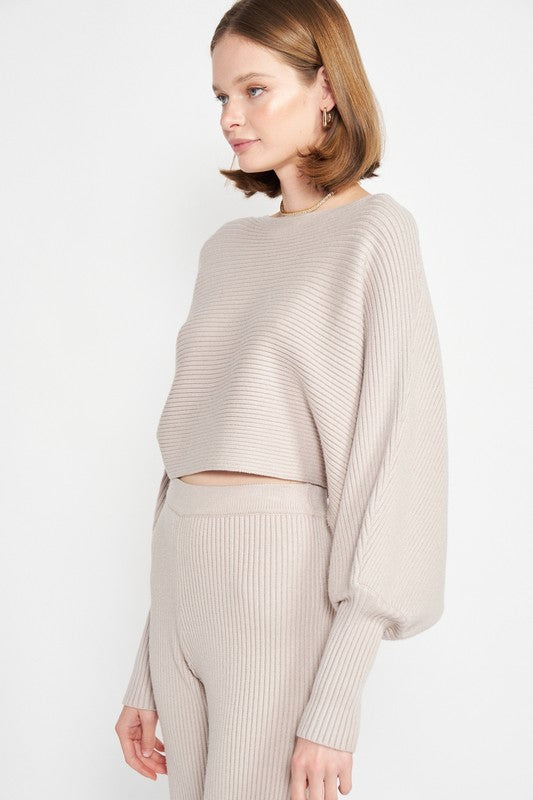 Boat Neck Dolman Sleeves Ribbed Sweater | Trendy Sweaters Outfit Idea for Women by Ro + Ivy | Elevated Basics, Modern Comfort & Style