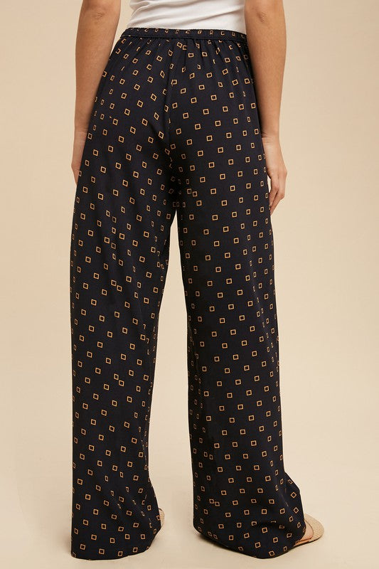 Lucy Wide Leg Pants with Square Print - Ro + Ivy