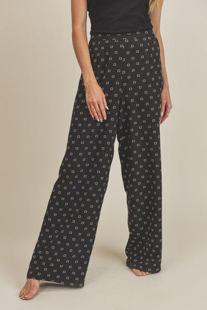 Lucy Wide Leg Pants with Square Print - Ro + Ivy