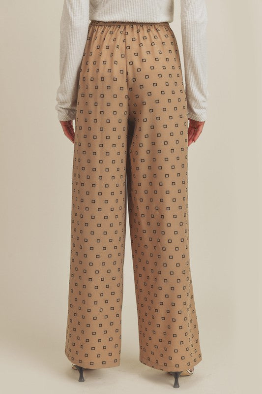 Lucy Wide Leg Pants with Square Print - Ro + Ivy