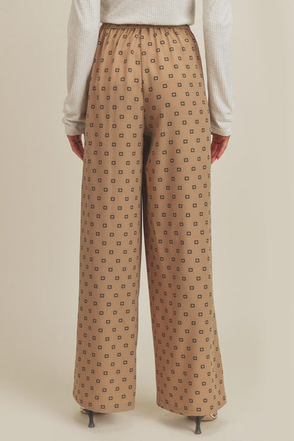 Lucy Wide Leg Pants with Square Print - Ro + Ivy