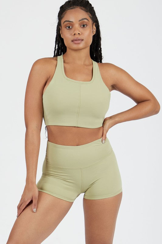 sage Longline Sports Bra | Trendy Sports Bra Outfit Idea for Women by Ro + Ivy | Elevated Basics, Modern Comfort & Style