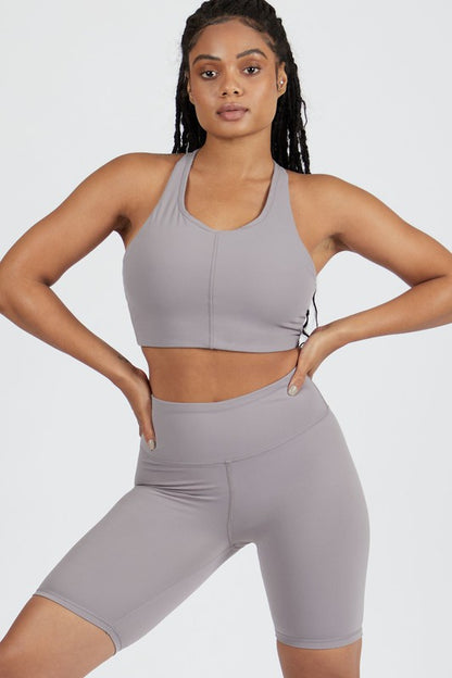 grey Longline Sports Bra | Trendy Sports Bra Outfit Idea for Women by Ro + Ivy | Elevated Basics, Modern Comfort & Style
