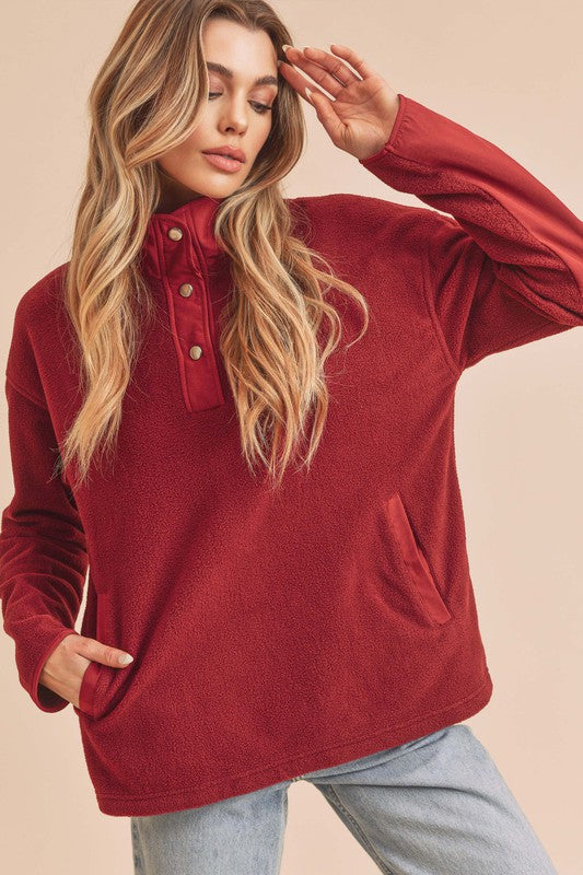 Mock Neck Peppy Pullover Sweatshirt - Ro + Ivy