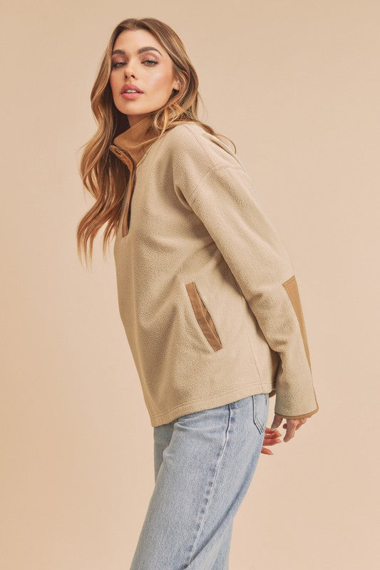 Mock Neck Peppy Pullover Sweatshirt - Ro + Ivy