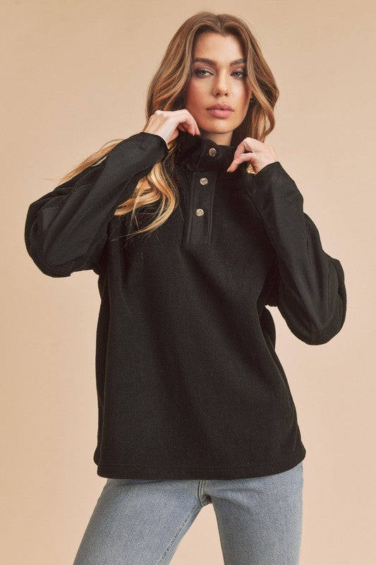 Mock Neck Peppy Pullover Sweatshirt - Ro + Ivy