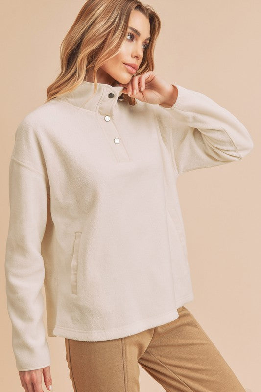 Mock Neck Peppy Pullover Sweatshirt - Ro + Ivy