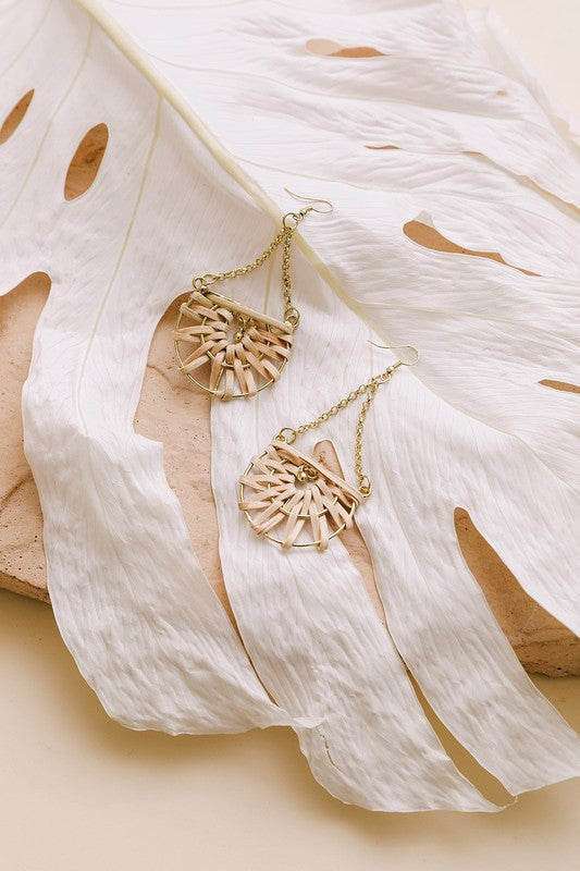 As Shown Default Woven Rattan Drop Chain Earrings | Trendy Earrings Outfit Idea for Women by Ro + Ivy | Elevated Basics, Modern Comfort & Style