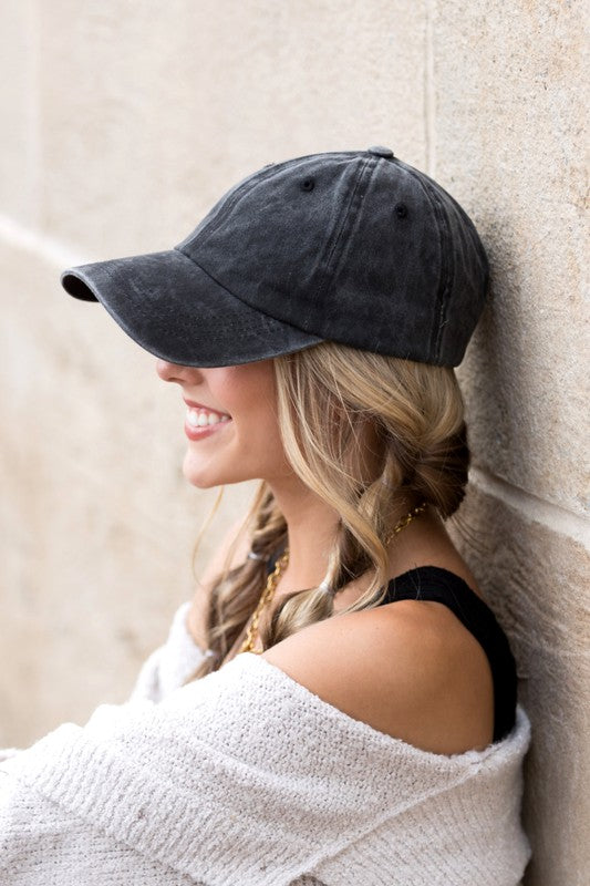 Black OneSize Everyday Washed Baseball Cap | Trendy Baseball Caps Outfit Idea for Women by Ro + Ivy | Elevated Basics, Modern Comfort & Style