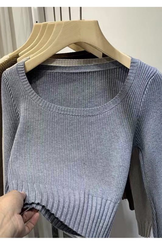 Lightweight Scoop Neck Long Sleeve Ribbed Top | Trendy Tops Outfit Idea for Women by Ro + Ivy | Elevated Basics, Modern Comfort & Style