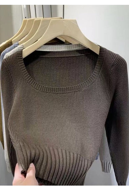 Lightweight Scoop Neck Long Sleeve Ribbed Top | Trendy Tops Outfit Idea for Women by Ro + Ivy | Elevated Basics, Modern Comfort & Style