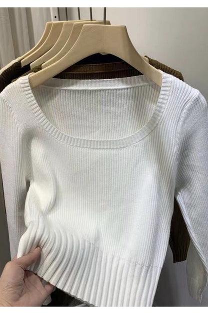 Lightweight Scoop Neck Long Sleeve Ribbed Top | Trendy Tops Outfit Idea for Women by Ro + Ivy | Elevated Basics, Modern Comfort & Style