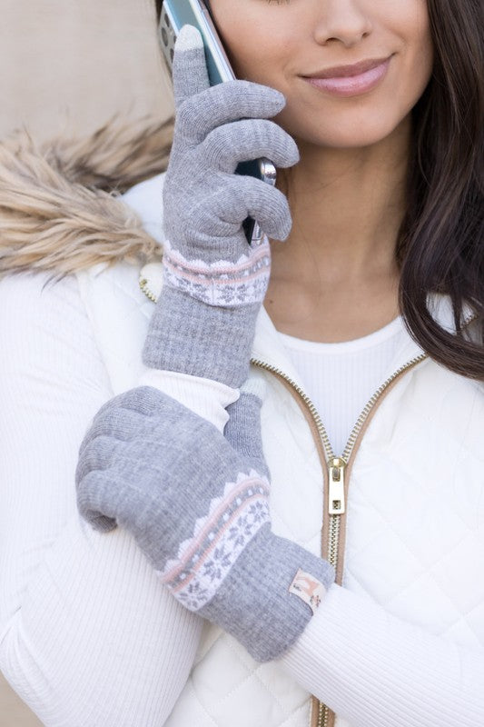 Gray OneSize Nordic Accent Touch Gloves | Trendy Gloves Outfit Idea for Women by Ro + Ivy | Elevated Basics, Modern Comfort & Style