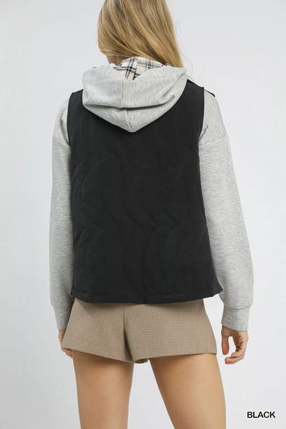 Quilted Leaf Button Up Embroidered Sleeveless Vest with Pockets | Trendy Vests Outfit Idea for Women by Ro + Ivy | Elevated Basics, Modern Comfort & Style