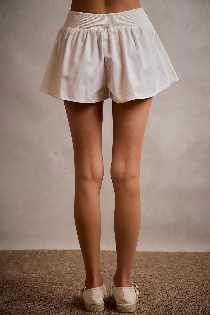 Women's Denim Bubble Skort, Smocked Back - Skorts