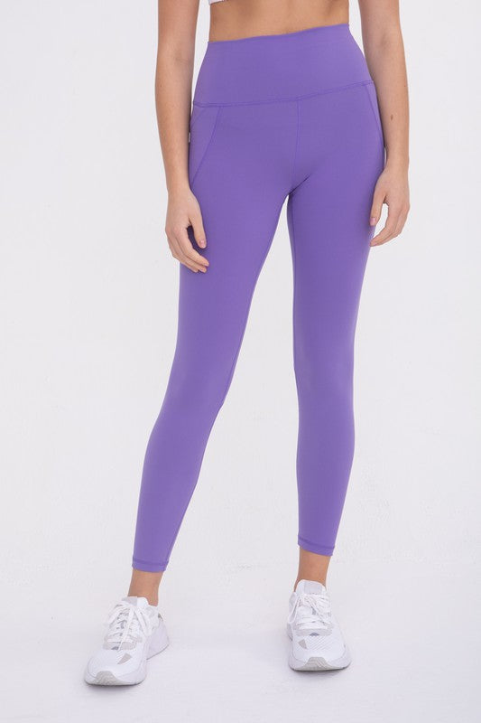 Tapered Band Essential Solid Highwaist Leggings in Pale Purple - Ro + Ivy