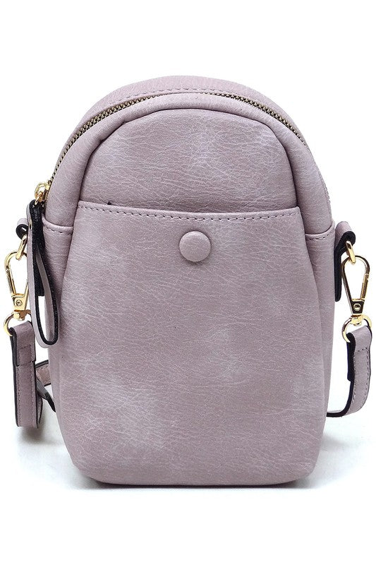 LAVENDER one Vegan Leather Front Pocket Mini Crossbody Bag | Trendy Crossbody Bags Outfit Idea for Women by Ro + Ivy | Elevated Basics, Modern Comfort & Style