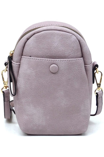 LAVENDER one Vegan Leather Front Pocket Mini Crossbody Bag | Trendy Crossbody Bags Outfit Idea for Women by Ro + Ivy | Elevated Basics, Modern Comfort & Style