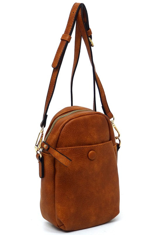 Vegan Leather Front Pocket Mini Crossbody Bag | Trendy Crossbody Bags Outfit Idea for Women by Ro + Ivy | Elevated Basics, Modern Comfort & Style