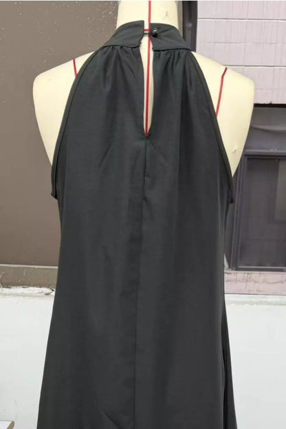 Women's Halter Neck Sleeveless Maxi Dress, Side Slit - Maxi Dresses