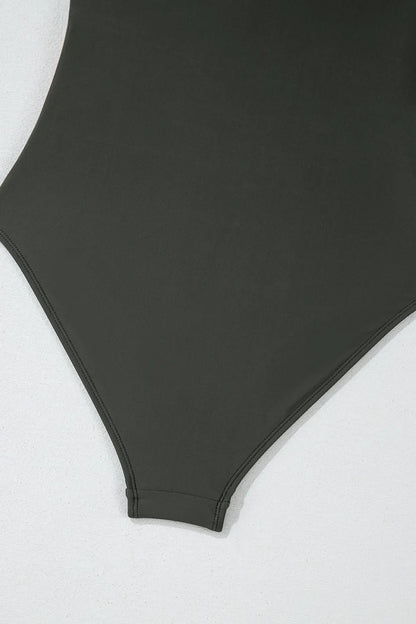 Women's Color Block Padded Square Neck One Piece Swimsuit - One-Piece Swimsuits