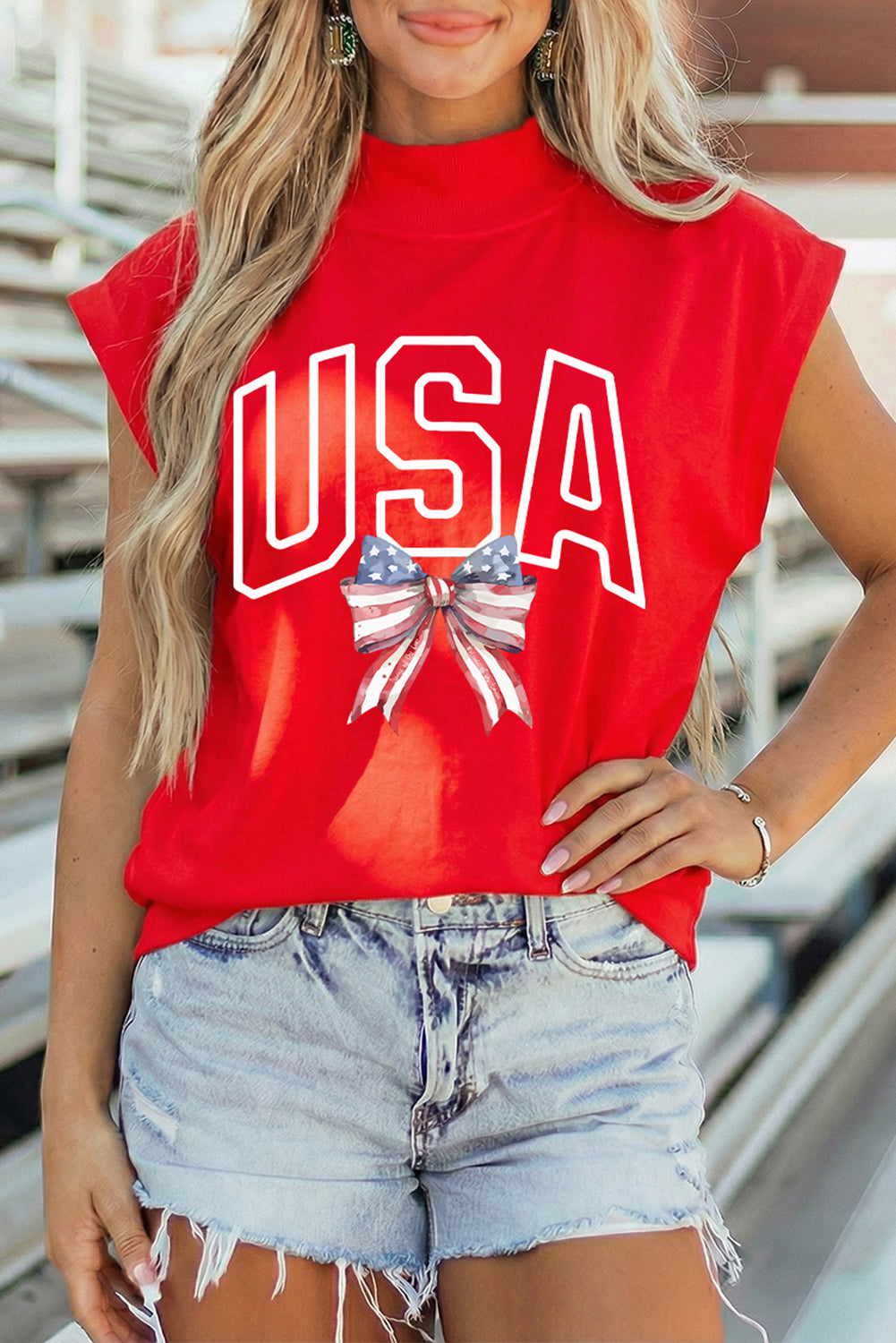 Usa Graphic Cap Sleeve Patriotic Top — Show Your Pride Casual Everyday Style - Graphic Tees